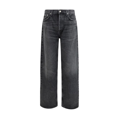 Agolde Black Cotton Straight-Leg Jeans