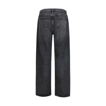Agolde Black Cotton Straight-Leg Jeans