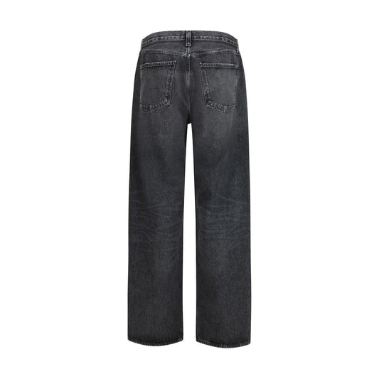Agolde Black Cotton Straight-Leg Jeans