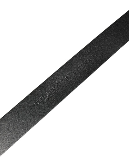 Dolce & Gabbana Men Black Classic Leather Logo Buckle Belt