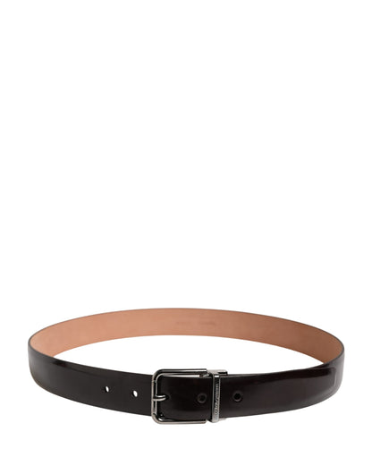 Dolce & Gabbana Men Black Calfskin Leather Metal Buckle Belt