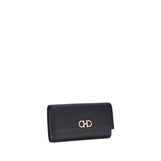 Ferragamo Black Calf Leather Bos Taurus Wallet