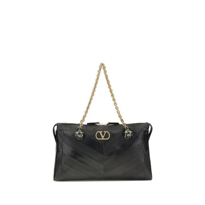 Valentino Garavani Black Calf Leather Bos Taurus Shoulder Bag