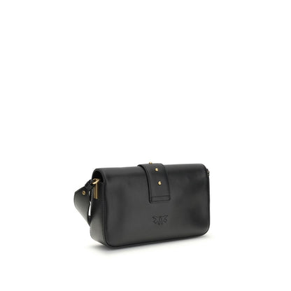 PINKO Black Calf Leather Bos Taurus Shoulder Bag