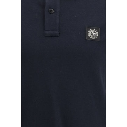 Stone Island Blue Cotton Polo Shirt