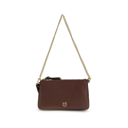 PINKO Brown Calf Leather Bos Taurus Shoulder Bag
