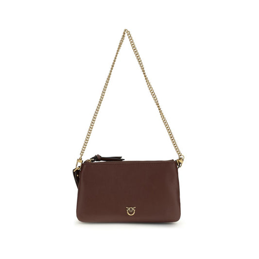 PINKO Brown Calf Leather Bos Taurus Shoulder Bag