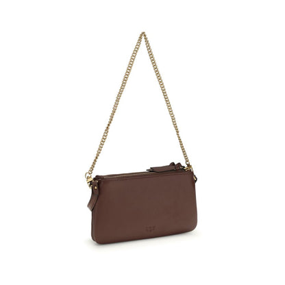 PINKO Brown Calf Leather Bos Taurus Shoulder Bag