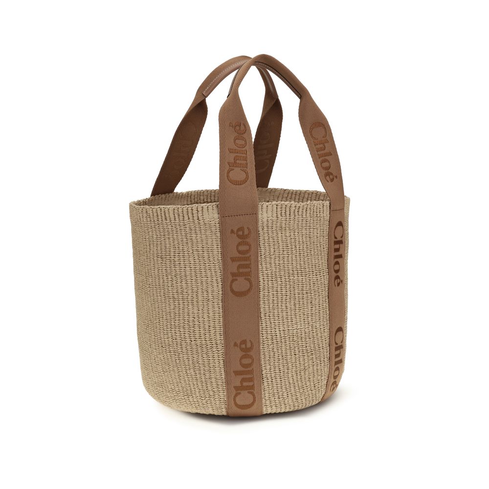 Chloé Beige Raffia Backet Bag