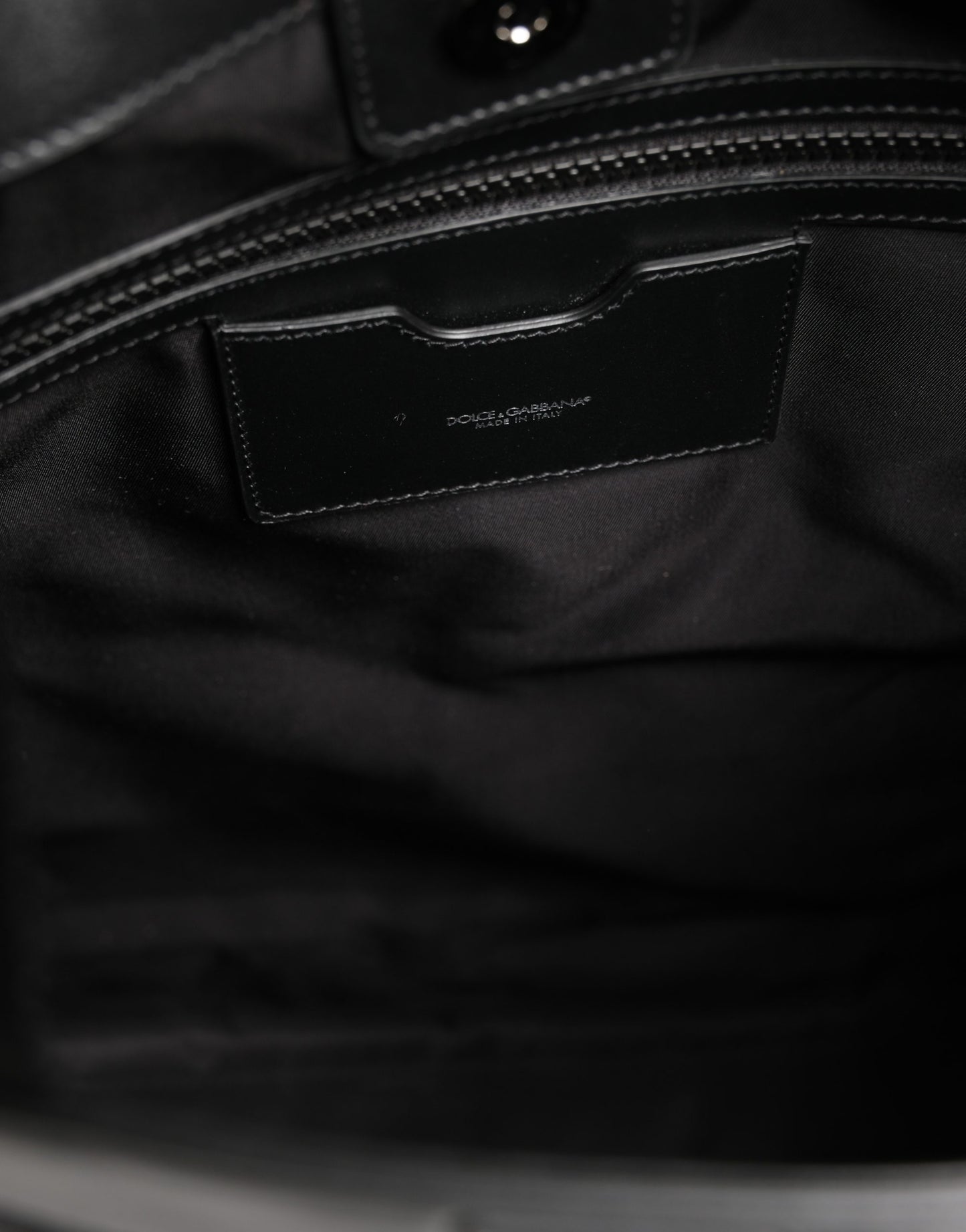 Dolce & Gabbana Black Leather #DGFamily Patch Shopping Tote Borse Bag