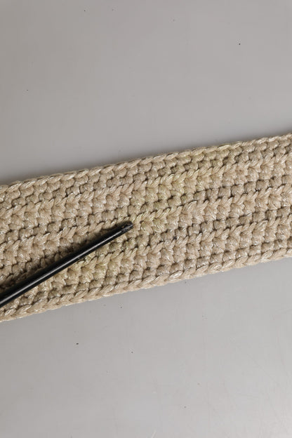 Ermanno Scervino Beige Woven Vintage Metal Buckle Waist Belt