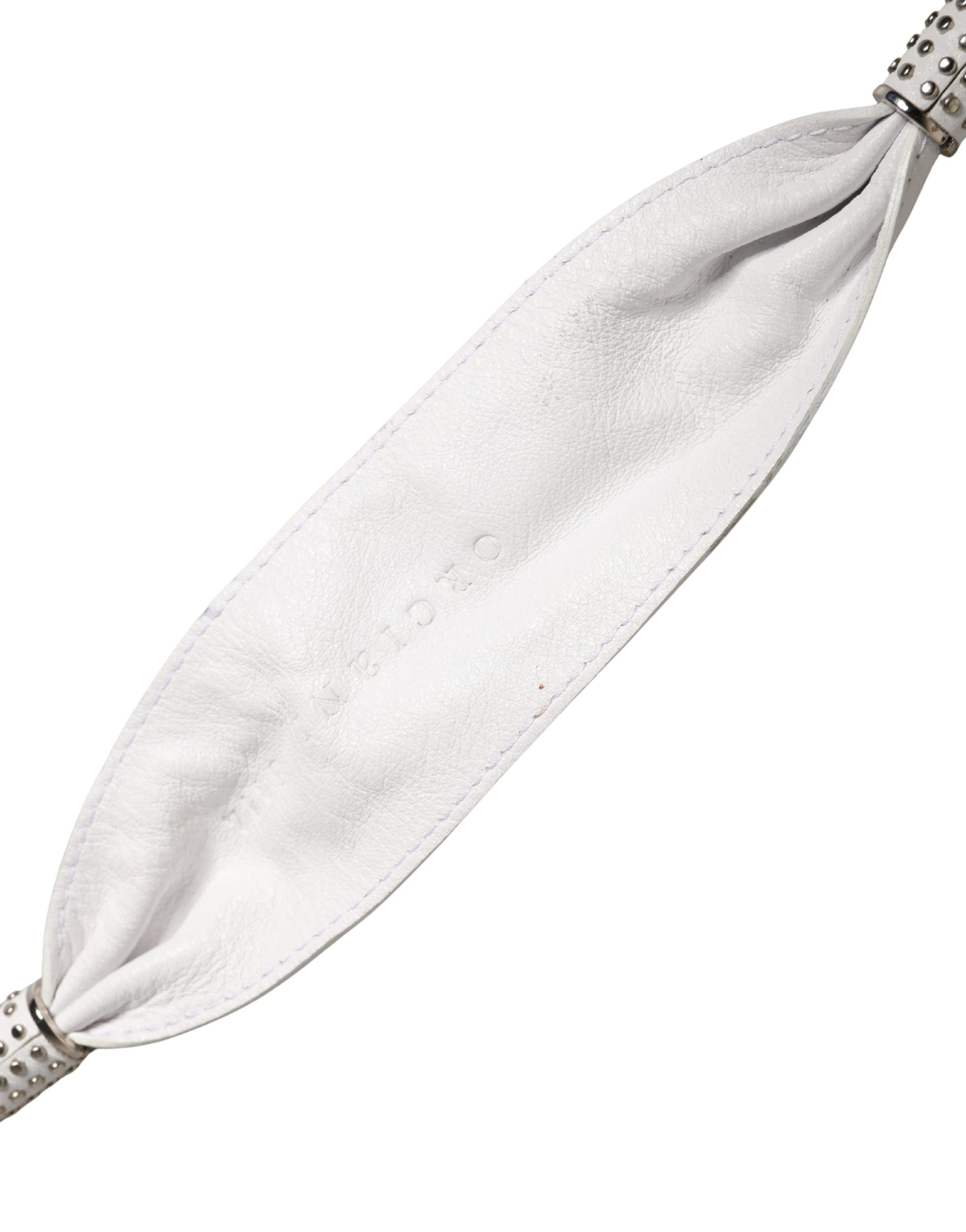Orciani Women White Leather Embellished Wide Waist Cintura Belt