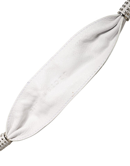 Orciani Women White Leather Embellished Wide Waist Cintura Belt