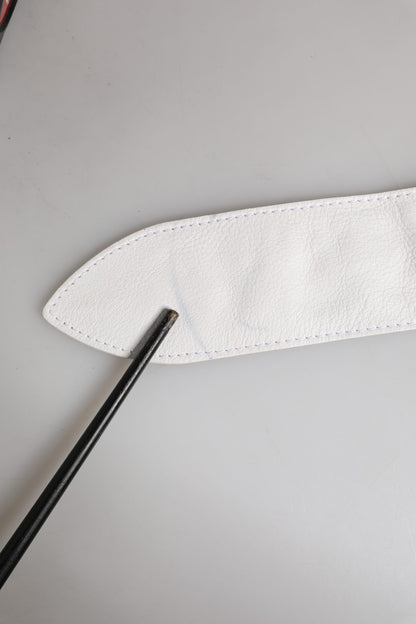 Orciani Women White Leather Embellished Wide Waist Cintura Belt