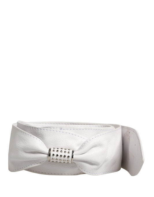 Orciani Women White Leather Embellished Wide Waist Cintura Belt