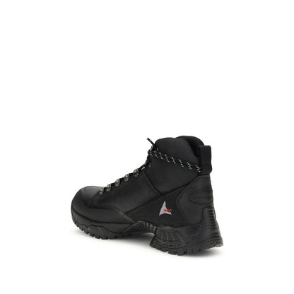 ROA Black Leather Lace-Up Boots
