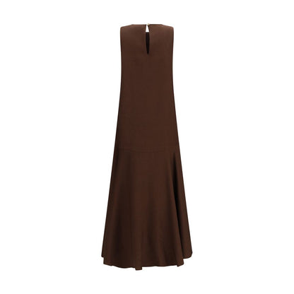 P.A.R.O.S.H. Brown Linen Casual Dress