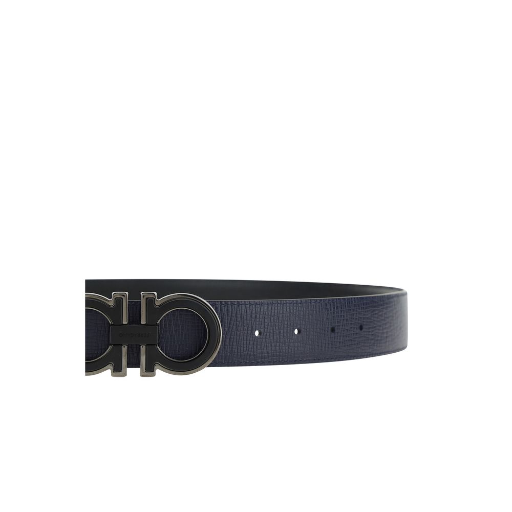 Ferragamo Blue Calf Leather Bos Taurus Belt