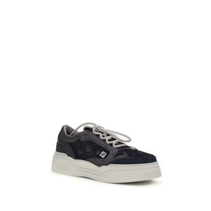 Fendi Gray Calf Leather Bos Taurus Athletic Sneakers