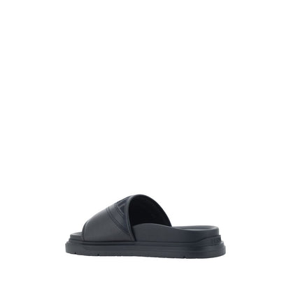 Fendi Gray Fabric Flat Sandals