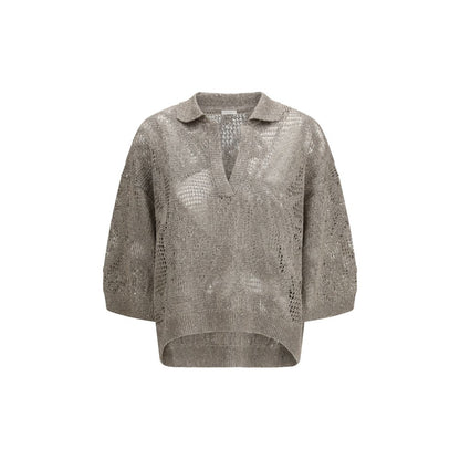 Brunello Cucinelli Beige Linen Polo Shirt