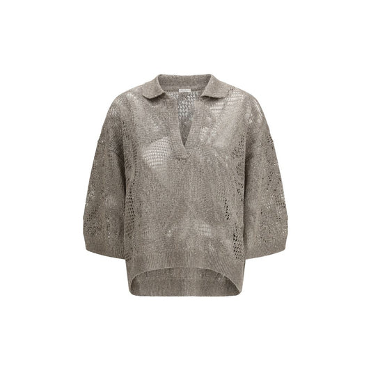 Brunello Cucinelli Beige Linen Polo Shirt