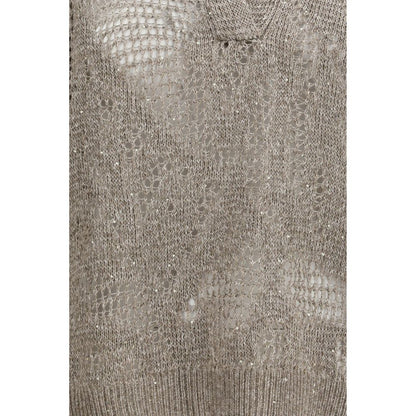 Brunello Cucinelli Beige Linen Polo Shirt
