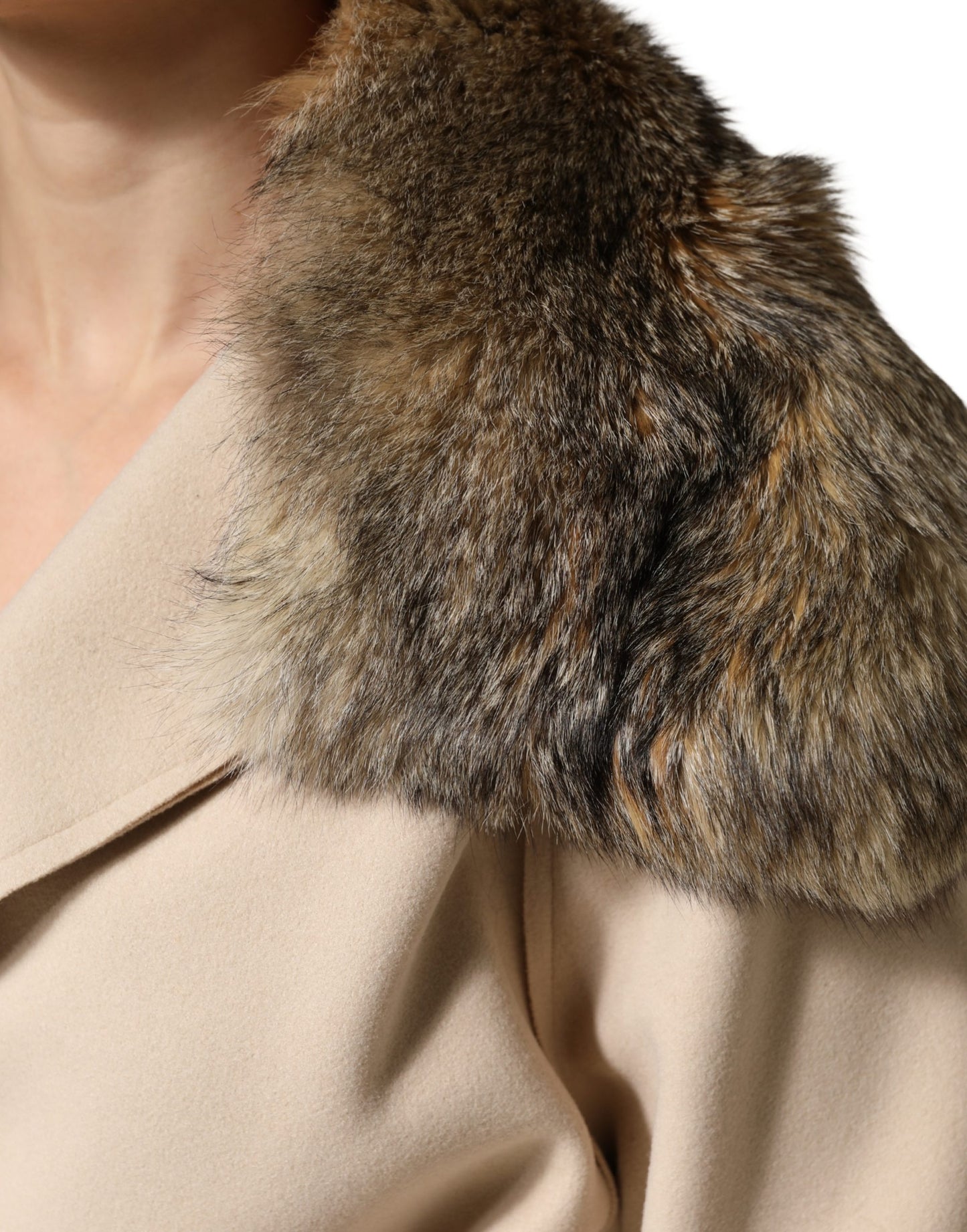 Dolce & Gabbana Brown Fur Shoulder Collar Neck Wrap Scarf