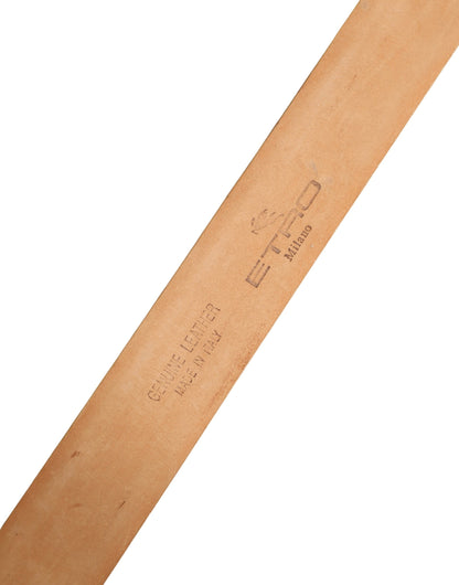 Etro Orange Genuine Leather Silver Metal Buckle Waist Belt