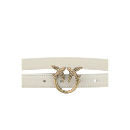 PINKO White Calf Leather Bos Taurus Regular Belt