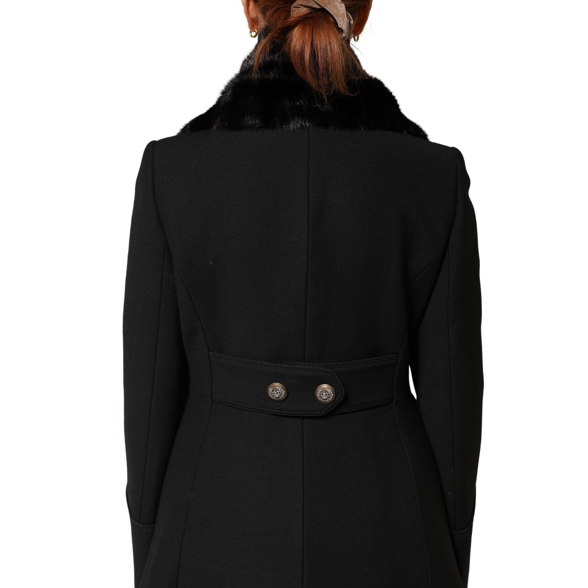 Dolce & Gabbana Black Fur Shawl Neck Wrap Cover Collar Scarf