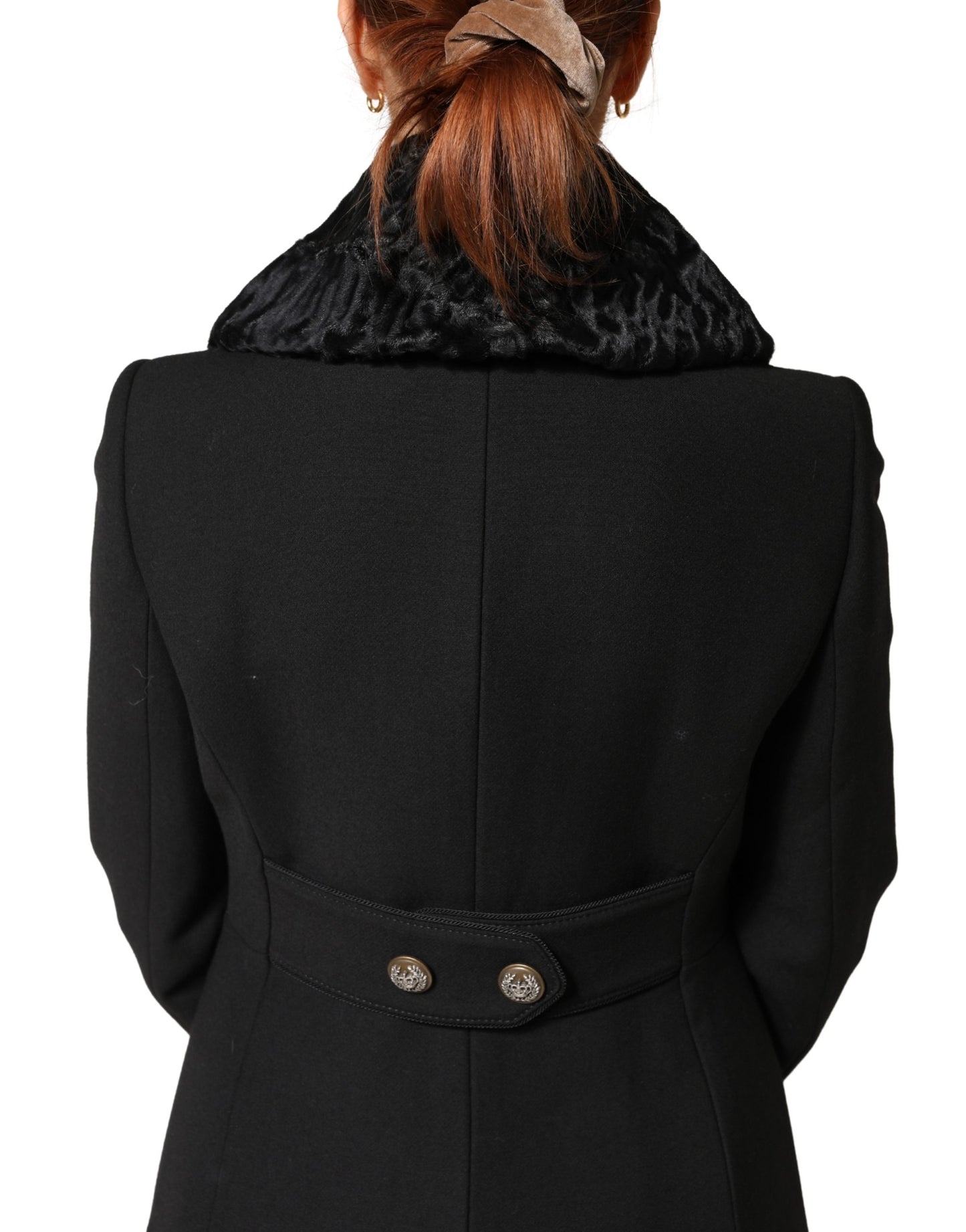 Dolce & Gabbana Black Lamb Fur Women Neck Warmer Winter Scarf