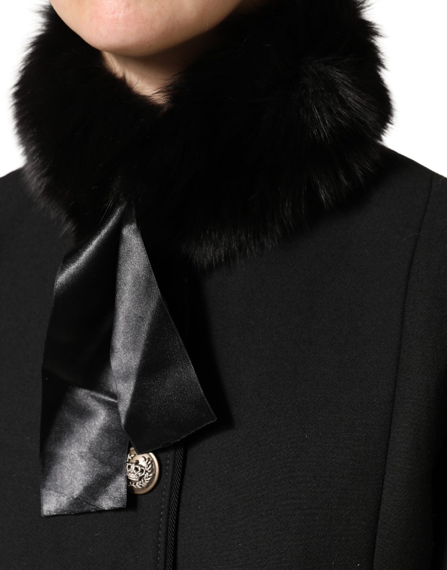 Dolce & Gabbana Black Fur Shoulder Collar Wrap Shawl Scarf