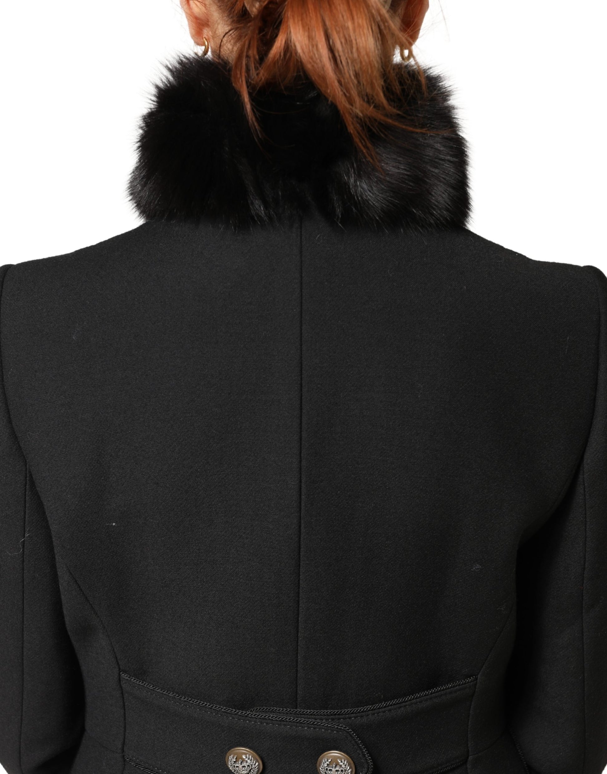 Dolce & Gabbana Black Fur Shoulder Collar Wrap Shawl Scarf