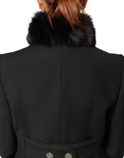 Dolce & Gabbana Black Fur Shoulder Collar Wrap Shawl Scarf