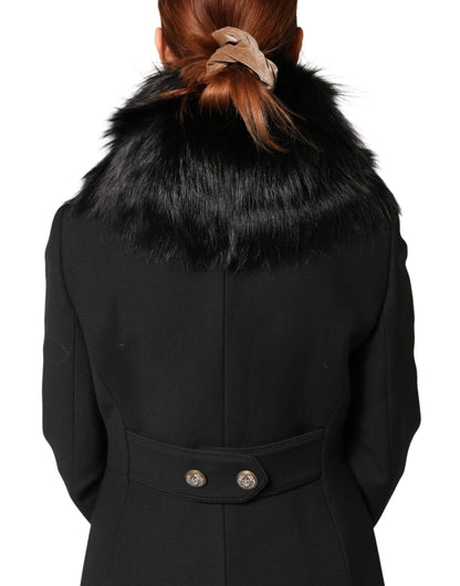 Dolce & Gabbana Black Fur Shoulder Collar Wrap Shawl Scarf
