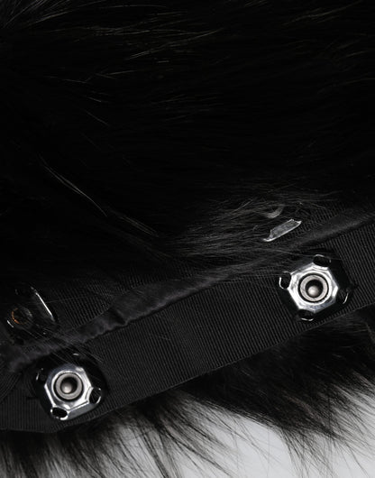 Dolce & Gabbana Black Fur Shoulder Collar Wrap Shawl Scarf