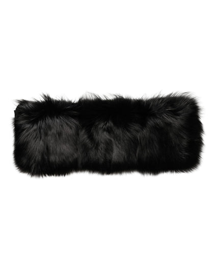 Dolce & Gabbana Black Fur Shoulder Collar Wrap Shawl Scarf