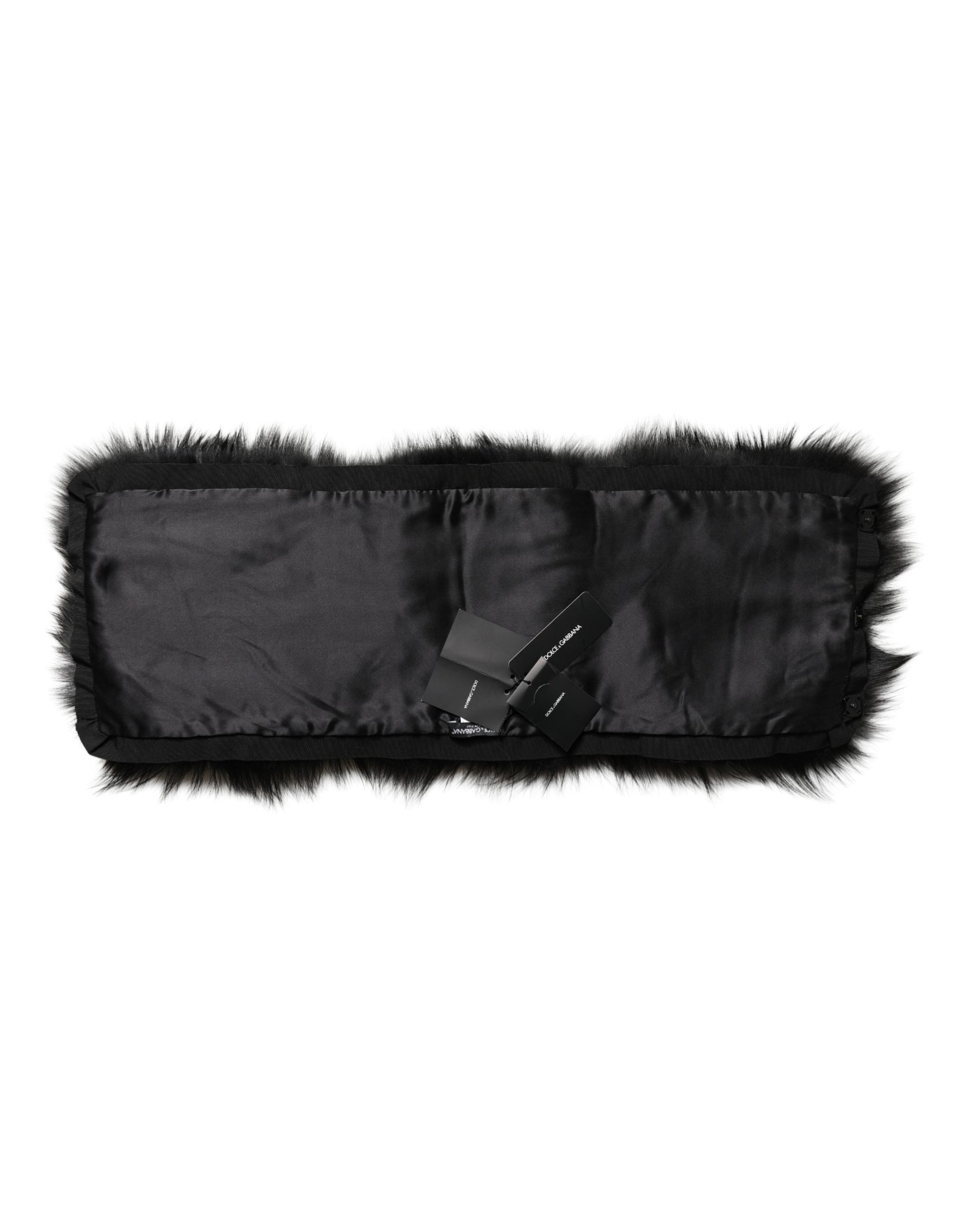 Dolce & Gabbana Black Fur Shoulder Collar Wrap Shawl Scarf