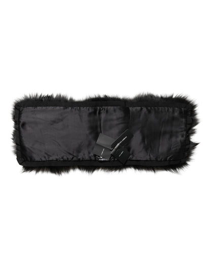 Dolce & Gabbana Black Fur Shoulder Collar Wrap Shawl Scarf