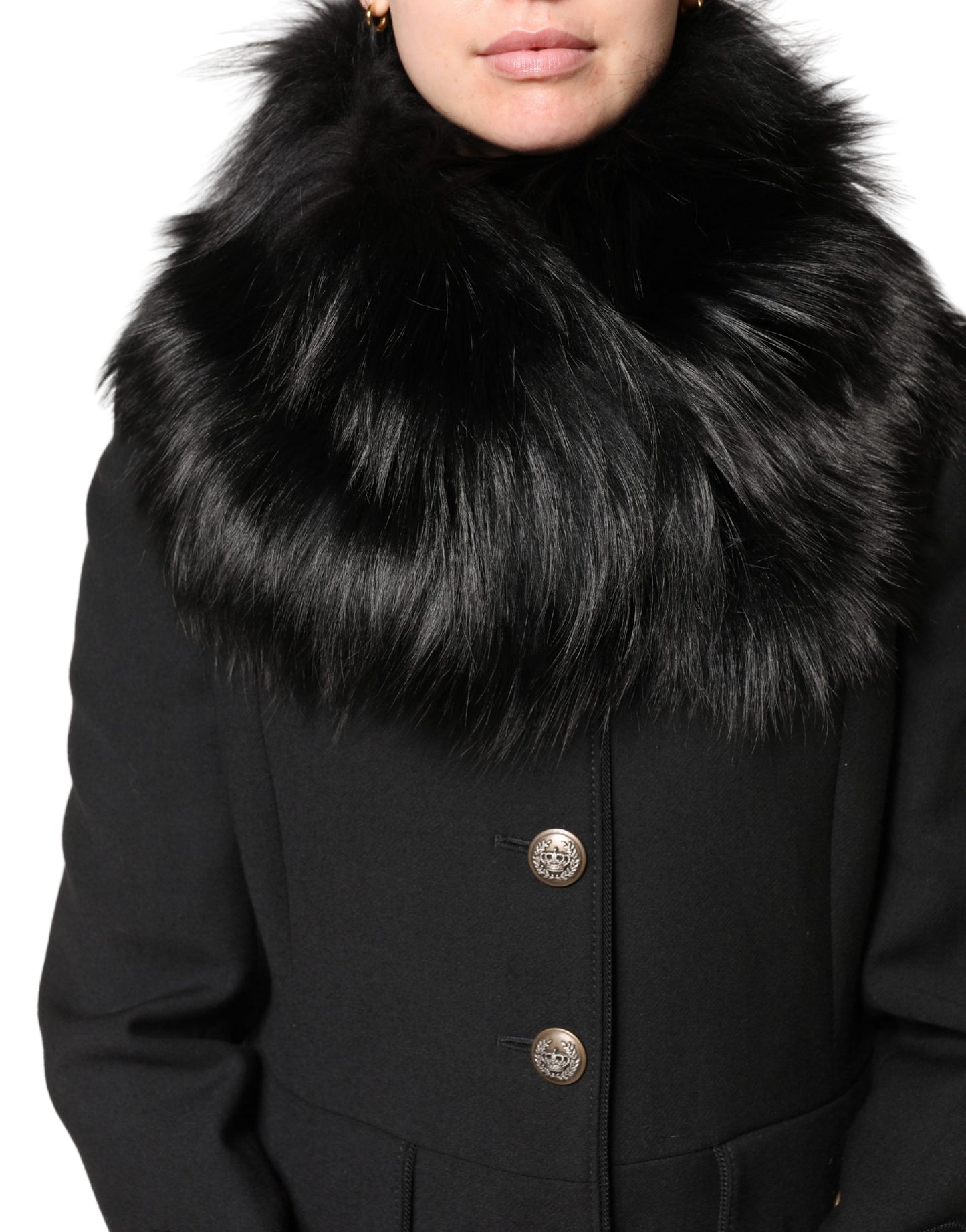 Dolce & Gabbana Black Fur Shoulder Collar Wrap Shawl Scarf
