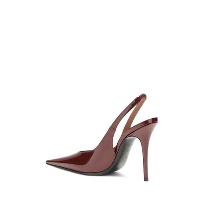 Amina Muaddi Bordeaux Leather Platform Pumps