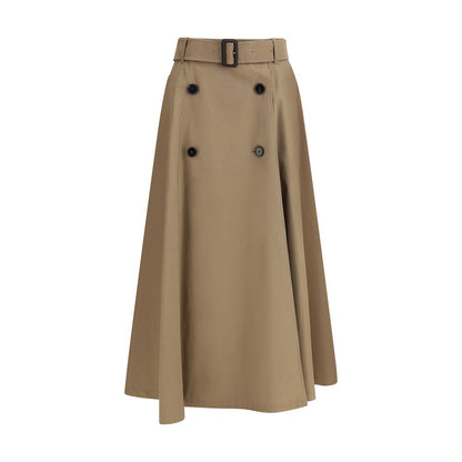 Burberry Brown Cotton Midi Skirt