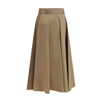 Burberry Brown Cotton Midi Skirt