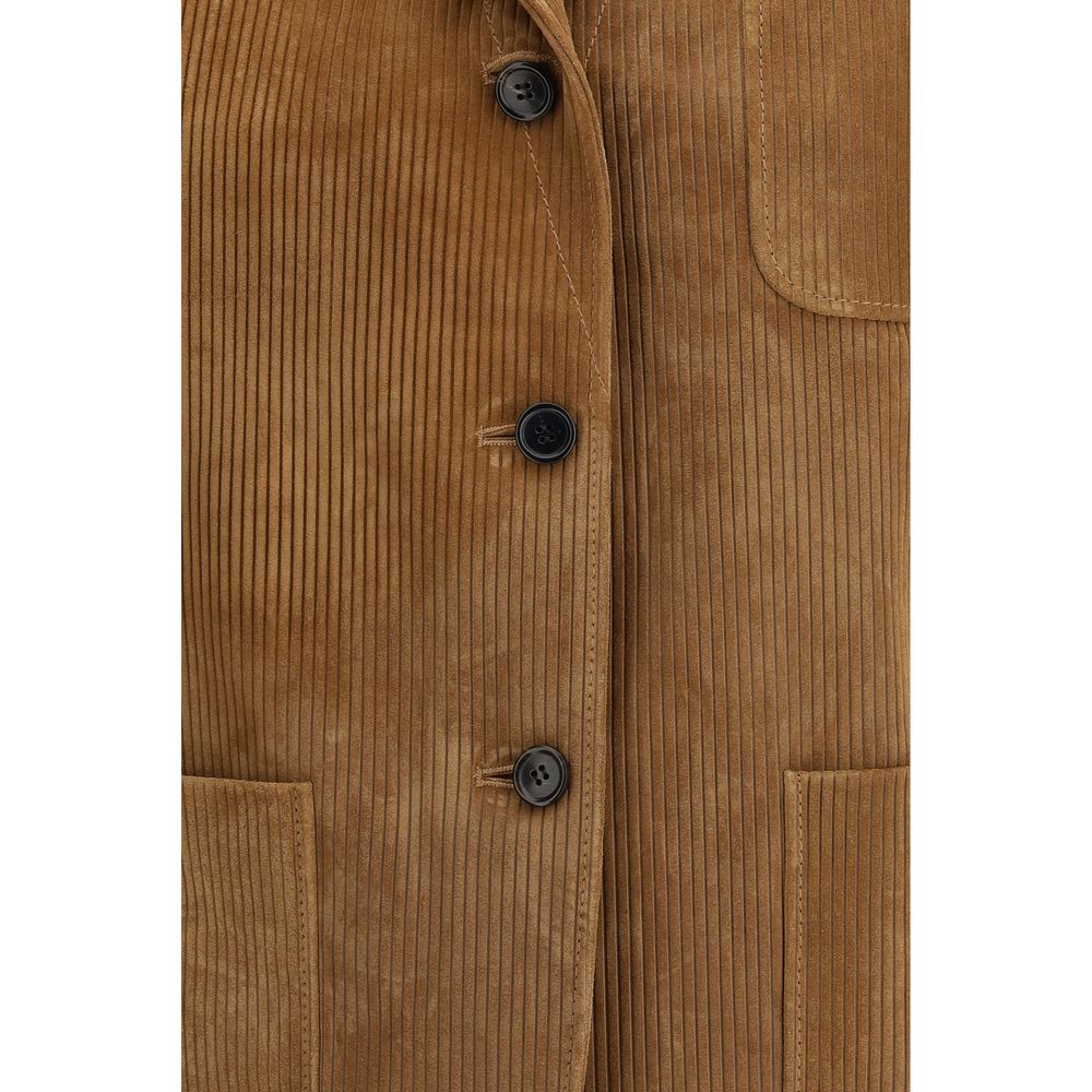 Thom Browne Beige Calf Leather Bos Taurus Coat