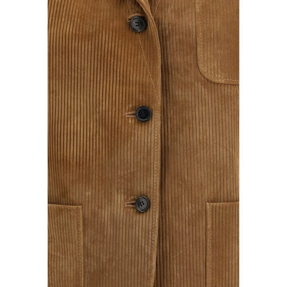 Thom Browne Beige Calf Leather Bos Taurus Coat