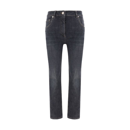 Brunello Cucinelli Black Cotton Skinny Jeans
