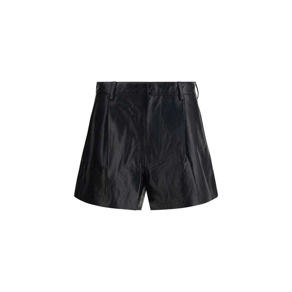 R13 Black Calf Leather Bos Taurus Bermuda Shorts