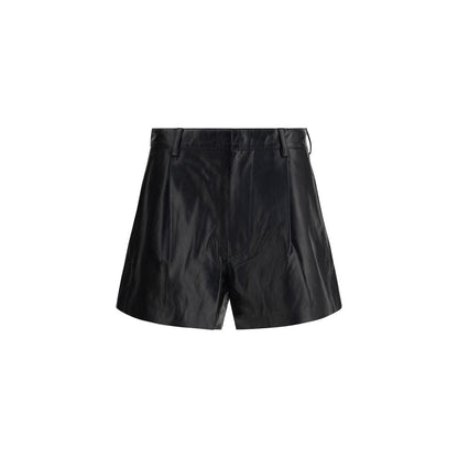 R13 Black Calf Leather Bos Taurus Bermuda Shorts