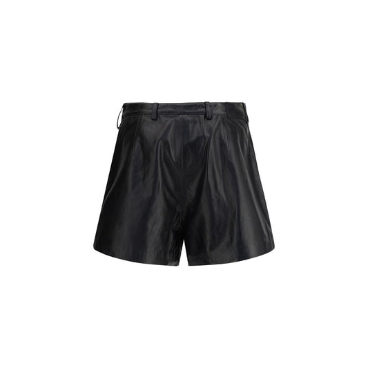R13 Black Calf Leather Bos Taurus Bermuda Shorts